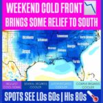 Weekend Cold Front Brings Temporary Relief From Oklahoma to the Carolinas as Heat Dome Shifts West and Temperatures Drop 2 to 8 Degrees